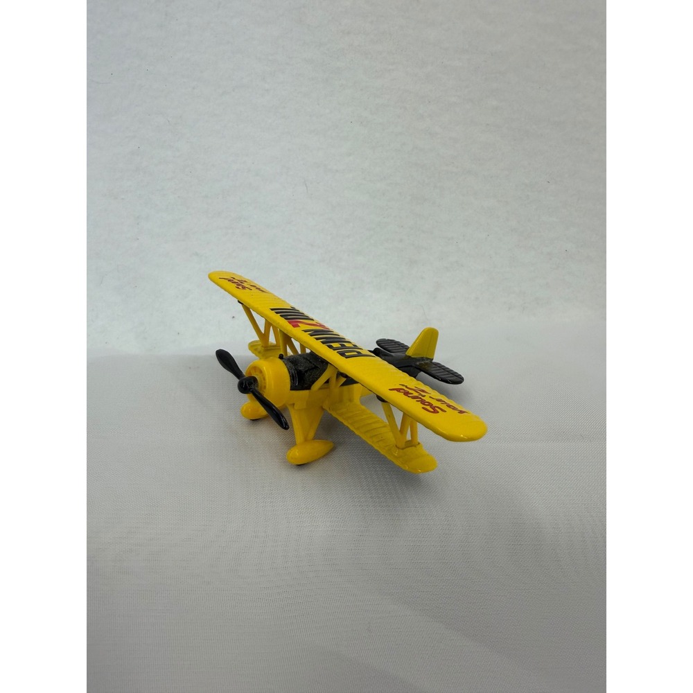 Vintage Pennzoil Biplane Diecast Metal Toy Airplane Yellow Black 2003 Licensed